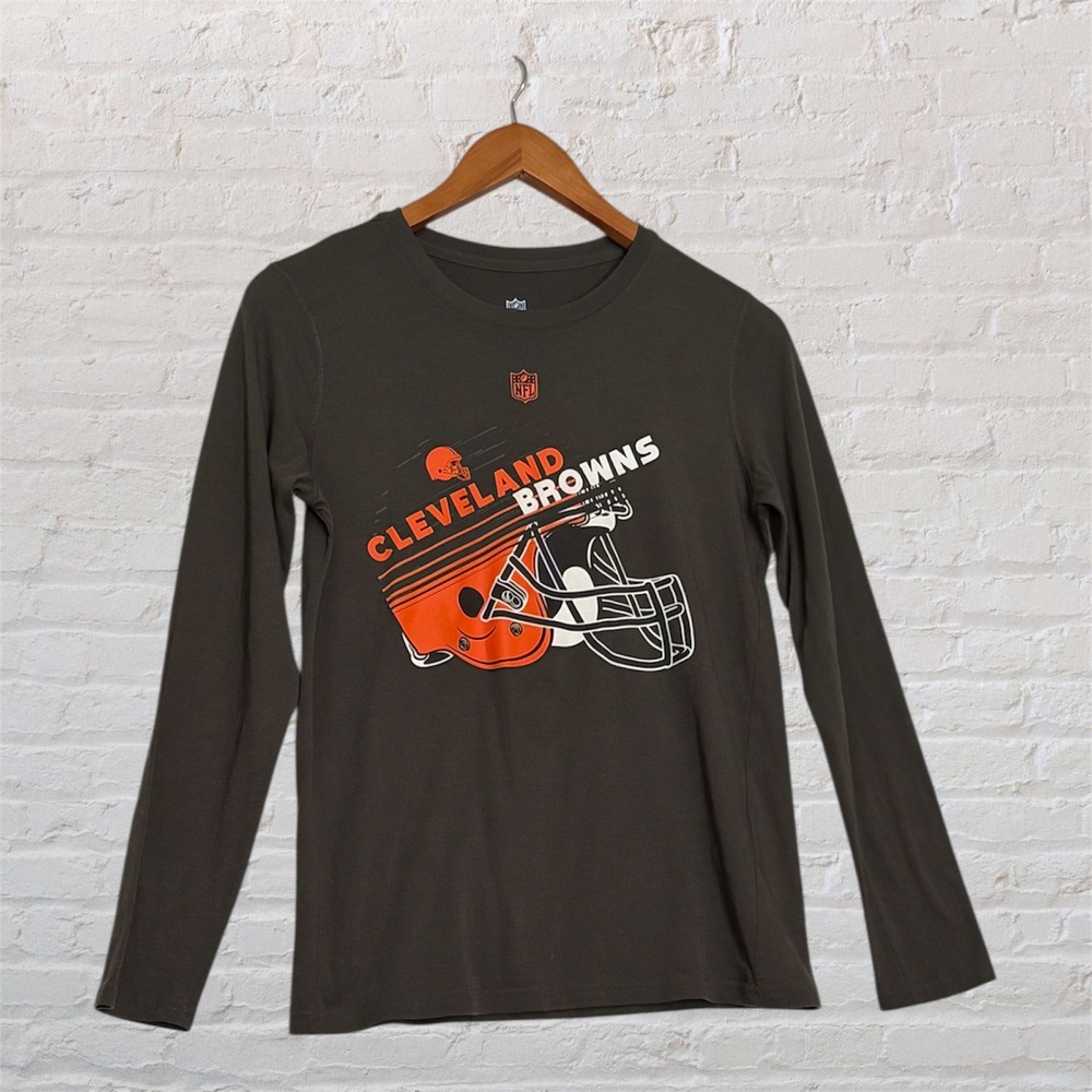 NFL Cleveland Browns Youth Boys‎ Medium 10/12 Long Sleeve Shirt Gray Graphic